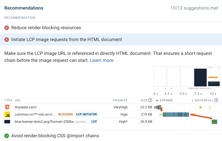 Page speed recommendations